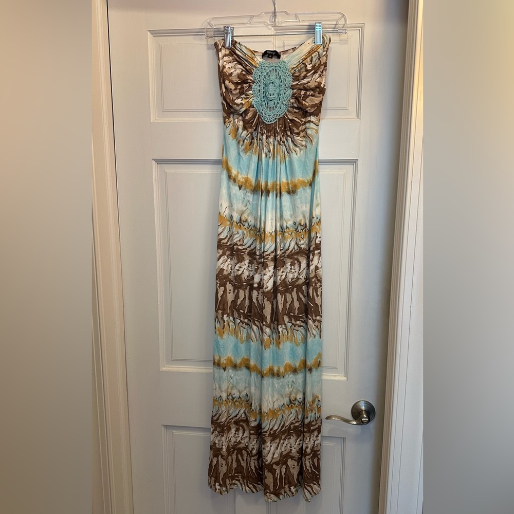 Sky Brand Bohemian Maxi Dress with Crochet Detail